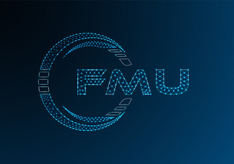 FMU low poly letter logo vector design. FMU lower poly logo design. Low poly logo.