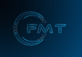 FMT low poly letter logo vector design. FMT lower poly logo design. Low poly logo.