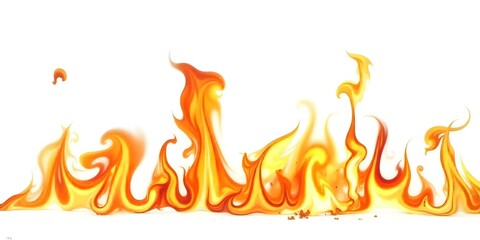 Flames with orange and yellow tones, dancing and flickering upwards , creating a dynamic and mesmerizing display against a white background .