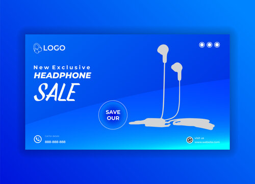 Headphone Sale Social Media web benner Design Template