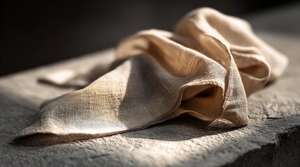 Soft Beige Linen Fabric Draped Textured Natural Light Photography