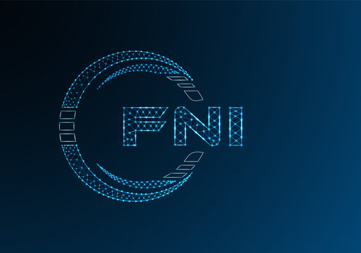 FNI low poly letter logo vector design. FNI lower poly logo design. Low poly logo.