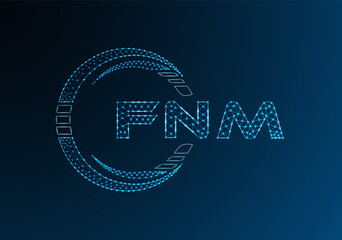 FNM low poly letter logo vector design. FNM lower poly logo design. Low poly logo.