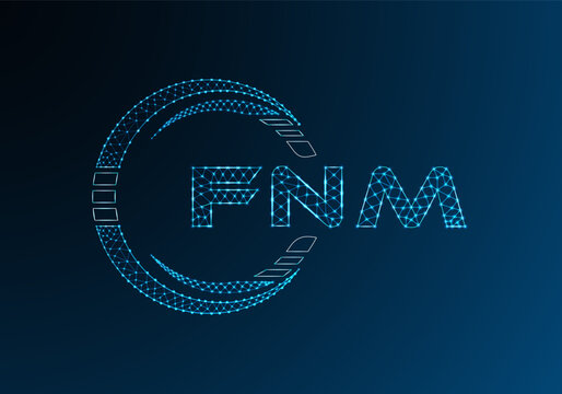 FNM low poly letter logo vector design. FNM lower poly logo design. Low poly logo.