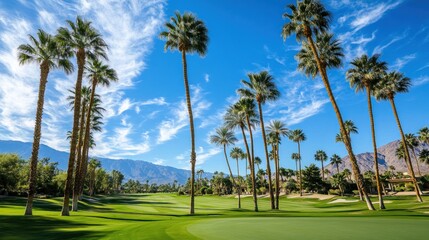 Palm Trees Golf Course under a Sunny Sky