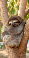 Fototapeta premium Sleepy Sloth Enjoying a Serene Rainforest Retreat
