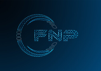 FNP low poly letter logo vector design. FNP lower poly logo design. Low poly logo.