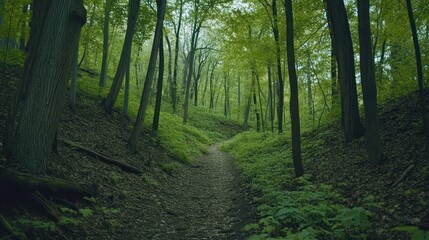 Obraz premium Serene Forest Path: A Tranquil Escape into Nature's Embrace