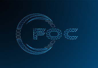 FOC low poly letter logo vector design. FOC lower poly logo design. Low poly logo.