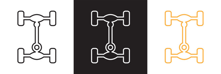 Car axle icon. Vector for websites, mobile interfaces, presentations, banner, visual branding etc. Vector illustration. isolated on white and black background. EPS 10
