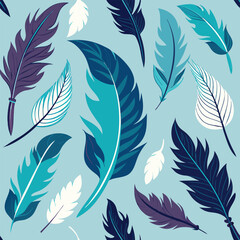 Fototapeta premium Elegant seamless feather texture in shades of blue and purple for various uses