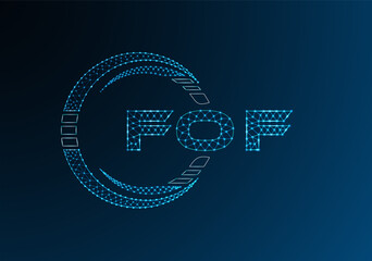 FOF low poly letter logo vector design. FOF lower poly logo design. Low poly logo.