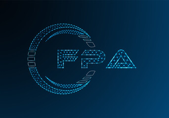 FPA low poly letter logo vector design. FPA lower poly logo design. Low poly logo.