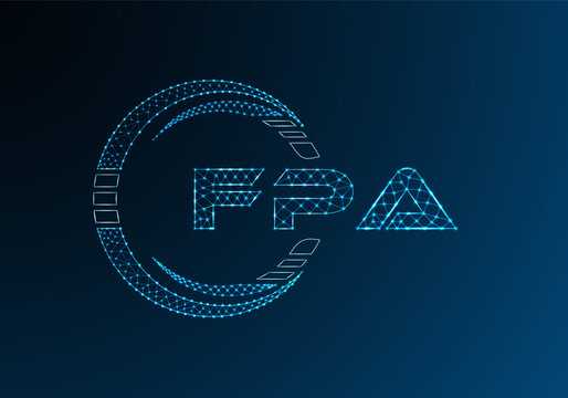FPA low poly letter logo vector design. FPA lower poly logo design. Low poly logo.