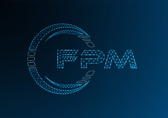 FPM low poly letter logo vector design. FPM lower poly logo design. Low poly logo.