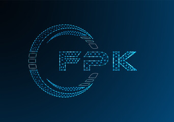FPK low poly letter logo vector design. FPK lower poly logo design. Low poly logo.