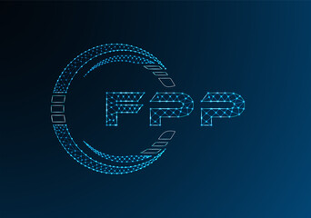 FPP low poly letter logo vector design. FPP lower poly logo design. Low poly logo.
