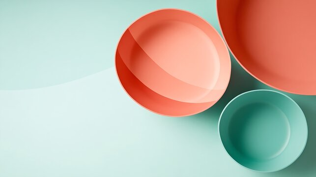 Pastel bowls with flatlay, and minimal design.