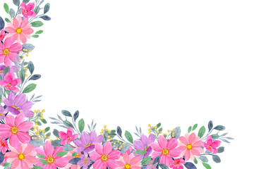 Watercolor flowers background vector for design.