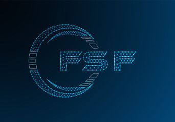 FSF low poly letter logo vector design. FSF lower poly logo design. Low poly logo.