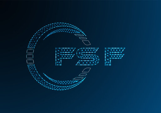 FSF low poly letter logo vector design. FSF lower poly logo design. Low poly logo.