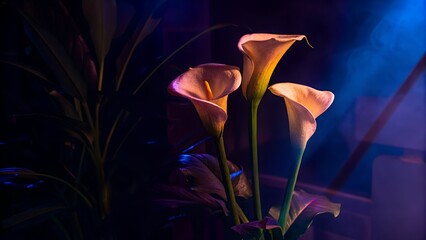 tulip on black background