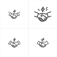 Handshake with Lightning Powerful Bond icon set