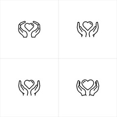 Hands Protecting Heart Compassion & Care icon set