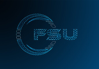 FSU low poly letter logo vector design. FSU lower poly logo design. Low poly logo.