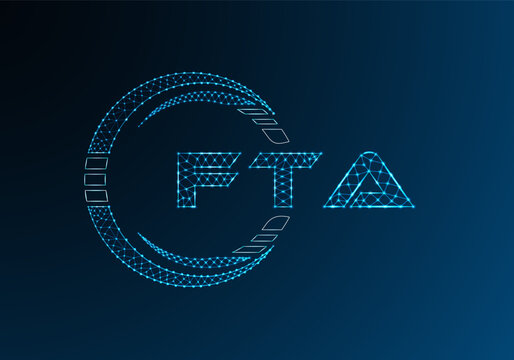 FTA low poly letter logo vector design. FTA lower poly logo design. Low poly logo.