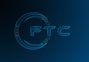 FTC low poly letter logo vector design. FTC lower poly logo design. Low poly logo.