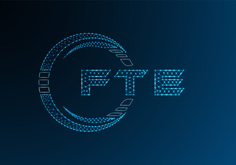 FTE low poly letter logo vector design. FTE lower poly logo design. Low poly logo.