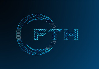 FTH low poly letter logo vector design. FTH lower poly logo design. Low poly logo.