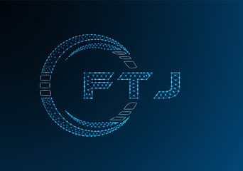 FTJ low poly letter logo vector design. FTJ lower poly logo design. Low poly logo.