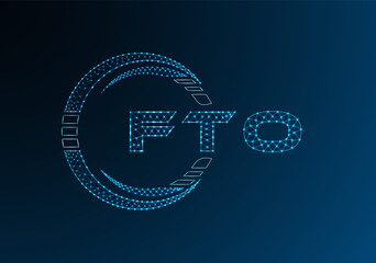 FTO low poly letter logo vector design. FTO lower poly logo design. Low poly logo.