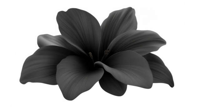 Elegant monochromatic flower illustration with a PNG transparent background - Powered by Adobe