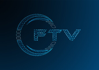FTV low poly letter logo vector design. FTV lower poly logo design. Low poly logo.