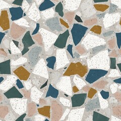 Terrazzo flooring marble stone wall texture abstract background. White terrazzo floor tile on cement surface