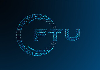 FTU low poly letter logo vector design. FTU lower poly logo design. Low poly logo.