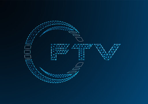 FTV low poly letter logo vector design. FTV lower poly logo design. Low poly logo.