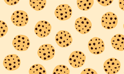 cookies pattern. cookies background. chocolate chips cookies seamless pattern, bakery product. For print, textile, web, home decor, fashion, surface, graphic design
