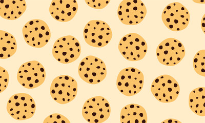 cookies pattern. cookies background. chocolate chips cookies seamless pattern, bakery product. For print, textile, web, home decor, fashion, surface, graphic design