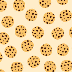 cookies pattern. cookies background. Illustrated chocho chip cookies pattern. 