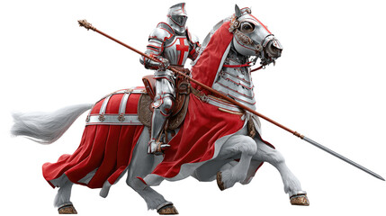 Knightly Charge: A valiant knight, resplendent in shining armor, charges forth upon a majestic steed. The scene evokes an era of valor, chivalry, and medieval combat.
