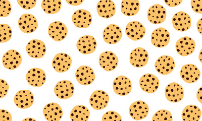 cookies pattern. cookies background. Seamless pattern with chocolate chip cookies background