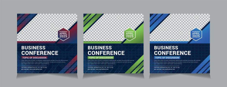 Set of   business conference event Social Media Post Templates, vector illustration eps 10	