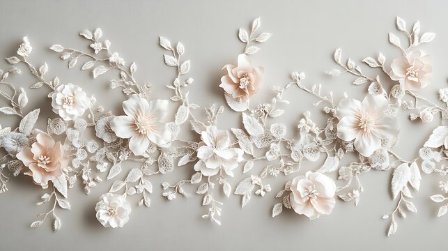 Delicate floral lace design.