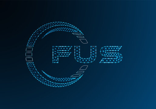 FUS low poly letter logo vector design. FUS lower poly logo design. Low poly logo.