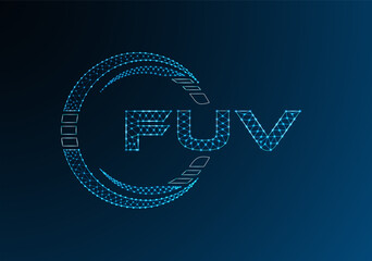 FUV low poly letter logo vector design. FUV lower poly logo design. Low poly logo.