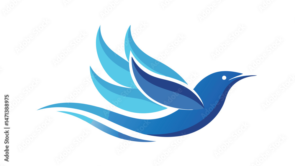 Poster Stylish vector illustration of a bird logo with flowing feathers, symbolizing freedom and creativity in a modern design suitable for various branding applications